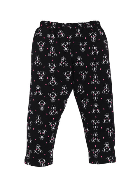 

Hopscotch Girls Black & White Printed Pure Cotton Relaxed-Fit Track Pant
