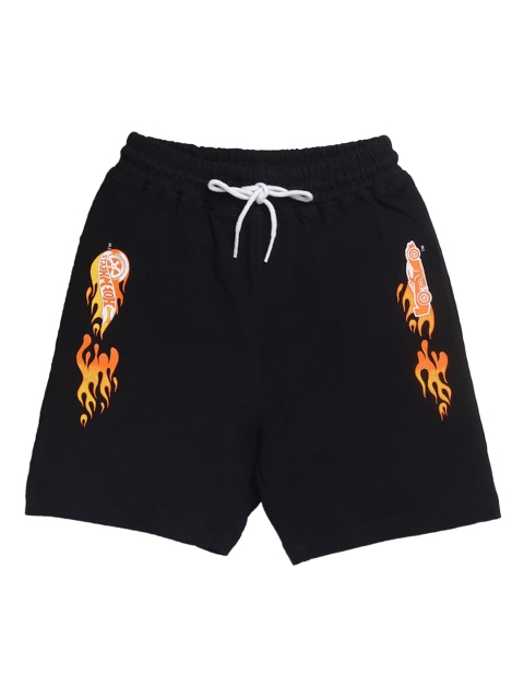 

Hopscotch Boys Black Printed Cotton Shorts