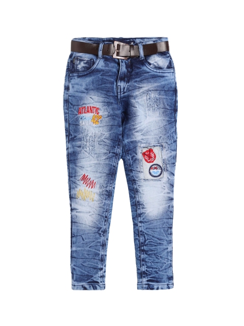 

Hopscotch Boys Blue Mildly Distressed Heavy Fade Stretchable Jeans