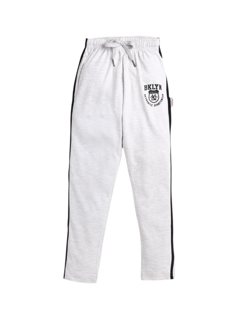 

Hopscotch Boys Ivory-white and black Graphic printed relaxed-fit joggers