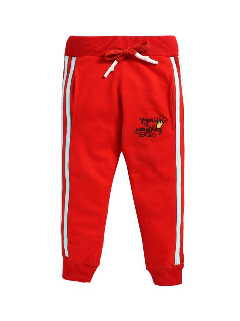 

Hopscotch Girls Red Typography Printed Relaxed-Fit Track Pants