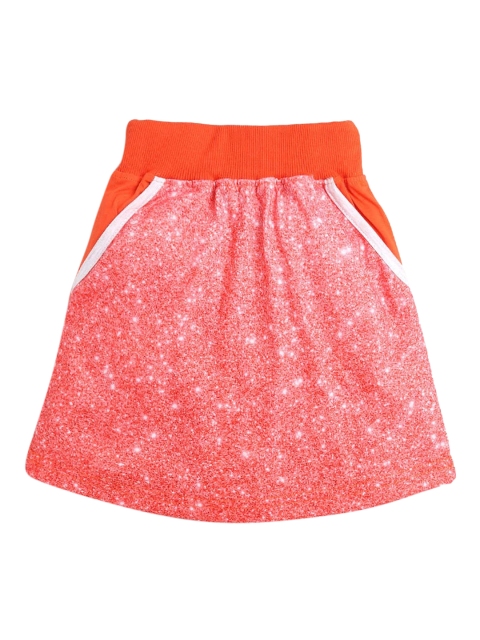 

Hopscotch Girls Peach & Orange Printed A-Line Skirt