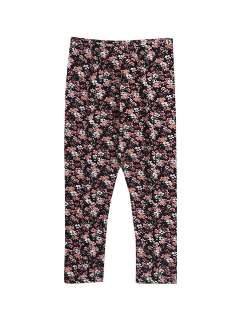 

Hopscotch Girls Black Floral Printed Ankle-Length Leggings