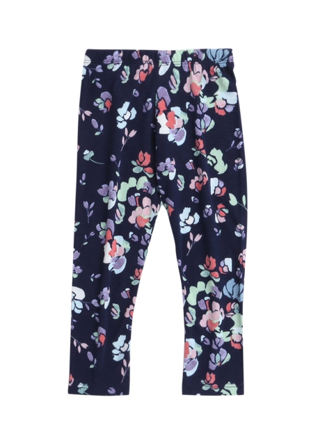 

Hopscotch Girls Navy Blue Floral Printed Ankle-Length Leggings