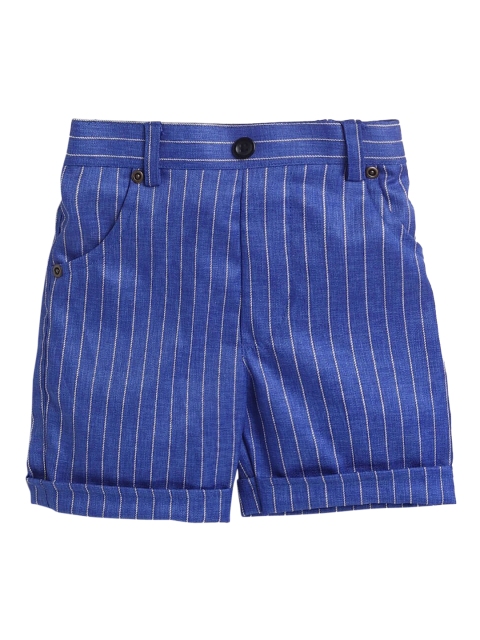 

Hopscotch Boys Blue Striped Cotton Shorts