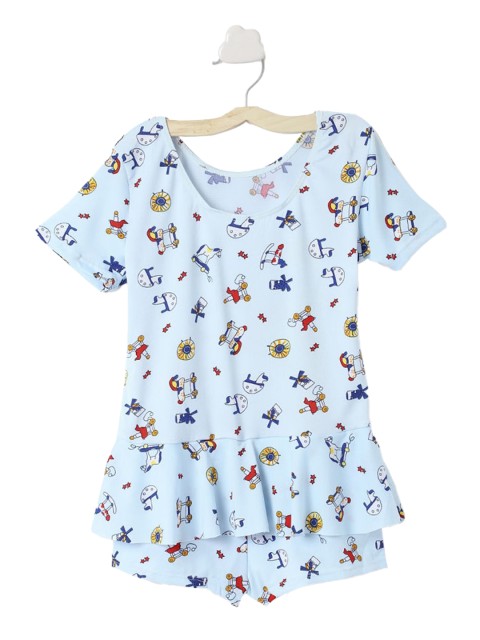 

Hopscotch Girls Blue & Red Printed Cotton Swim Dress