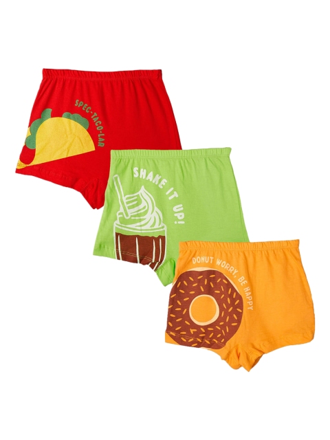 

Hopscotch Girls Pack Of 3 Printed Cotton Mid-Rise Boy Shorts, Green