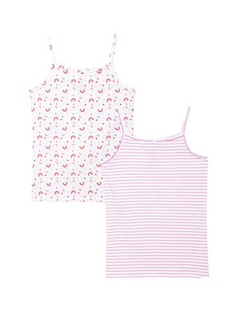 

Hopscotch Girls Pack Of 2 Printed Pure Cotton Camisoles, White
