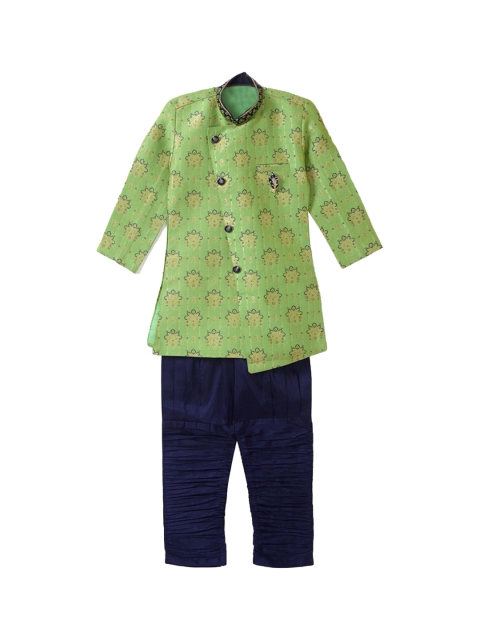 

Hopscotch Boys Blue Green slim-Fit Sherwani
