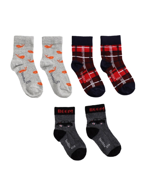 

Hopscotch Kids Pack of 3 Patterned Socks, Red