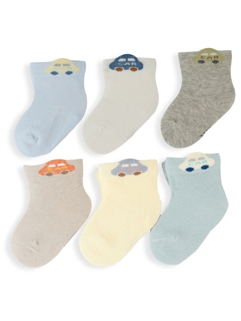 

Hopscotch Infant Boys Pack Of 6 Patterned Ankle-Length Cotton Socks, Blue