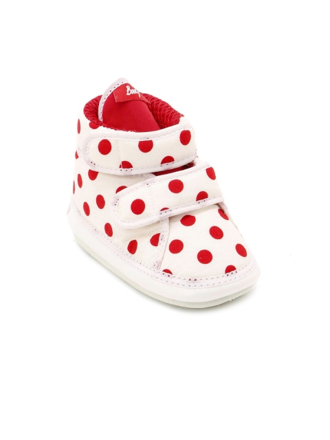 

Hopscotch Infant Girls Red & Off-White Printed High Ankle Musical Booties