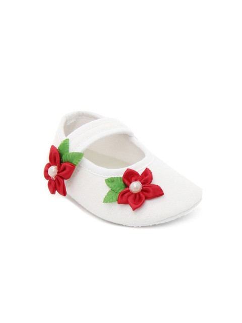 

Hopscotch Infants Girls White Self-Design Booties