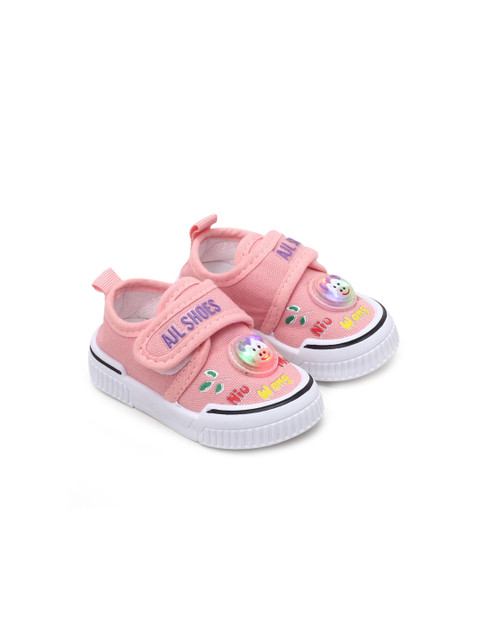 

Hopscotch Infants Pink & White Printed Cotton Booties