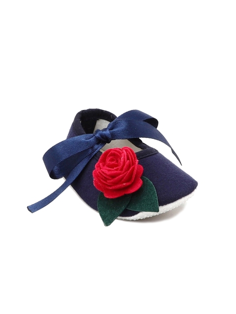 

Hopscotch Infant Girls Blue Ribbon Booties With Rose
