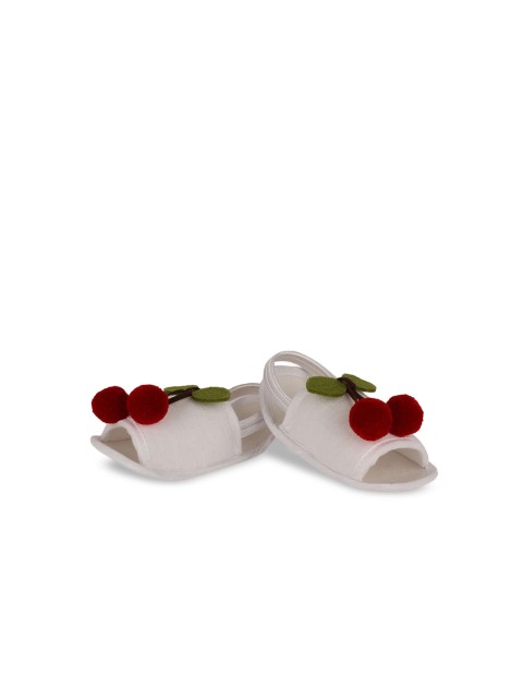 

Hopscotch Infants Girls Red & White Cotton Booties