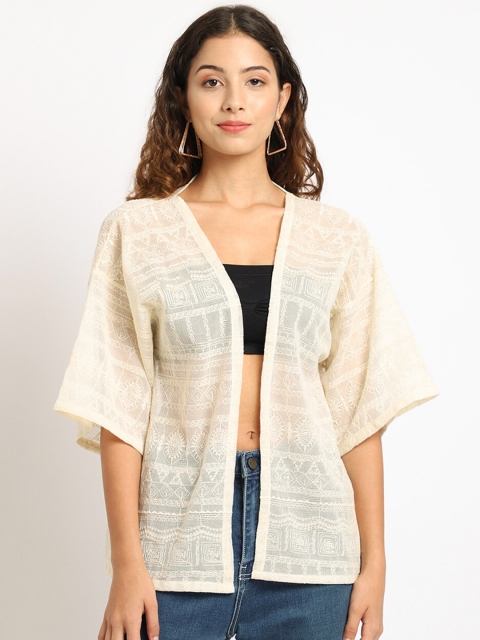 

Rute Women Beige Embroidered Cotton Shrug