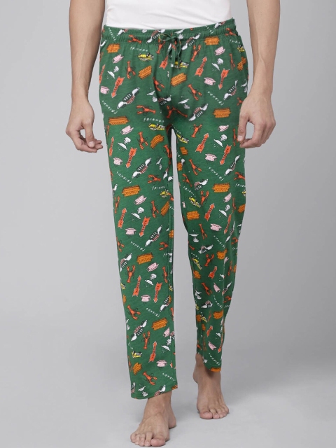 

Free Authority Men Green & White Friends Printed Cotton Lounge Pants