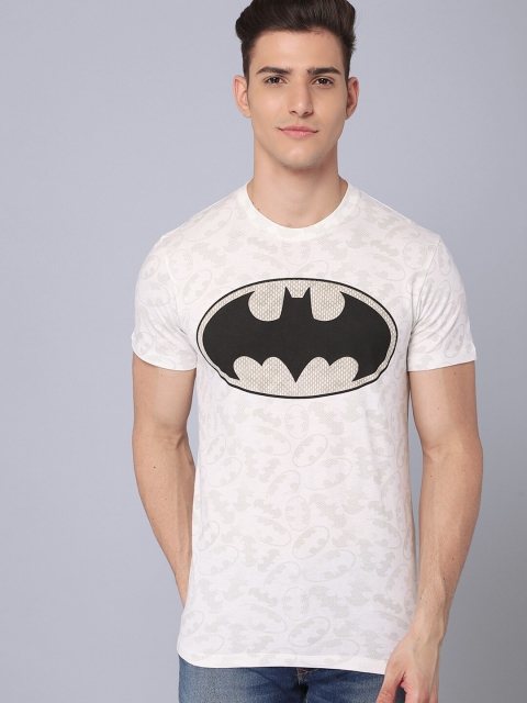 

Free Authority Men White Batman Printed Cotton T-shirt