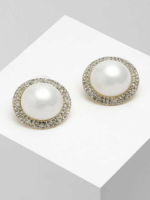 

Wild & Free Gold-Toned Crystallized Pearl Studs Earrings