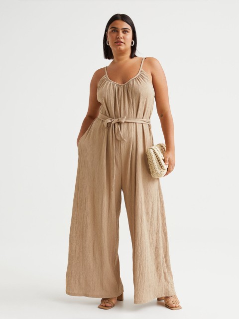 

H&M Women Beige Solid Basic Jumpsuit