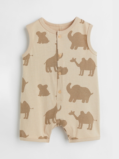 

H&M Boys Beige Patterned Cotton Romper Suit