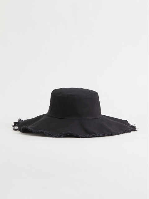 

H&M Women Black Solid Cotton Canvas Sun Hat