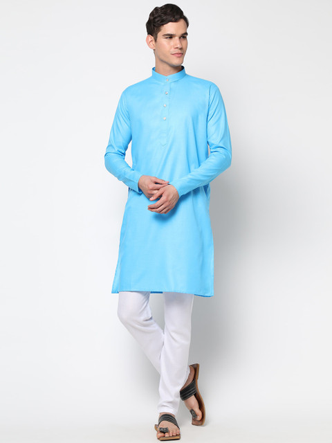 

MENGARY Men Blue Pure Cotton Kurta with Churidar