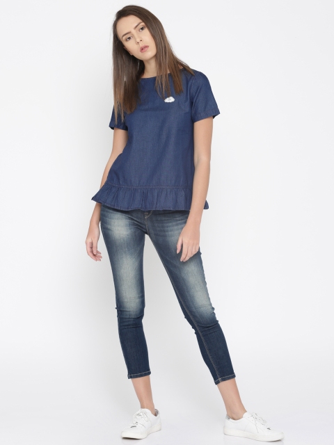 

Mast & Harbour Women Blue Solid Top