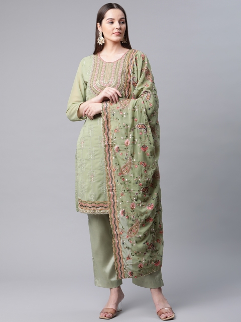 

Readiprint Fashions Green & Pink Embroidered Unstitched Dress Material