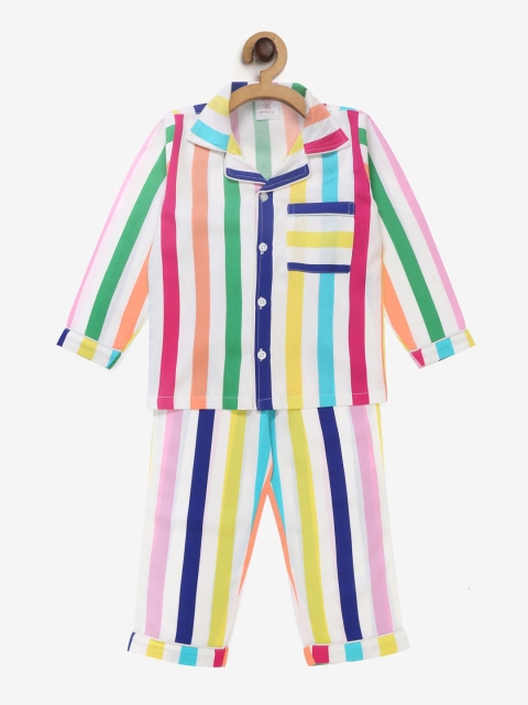 

Hippodrome Girls Multicoloured Striped Night suit, Multi