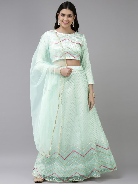 

DIVASTRI Green Embroidered Ready to Wear Lehenga & Unstitched Blouse With Dupatta