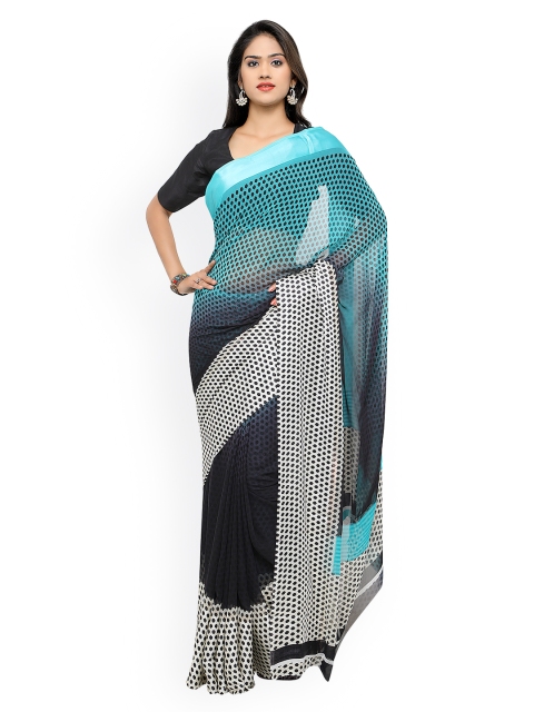 

Saree mall Black &Blue Georgette Printed Saree