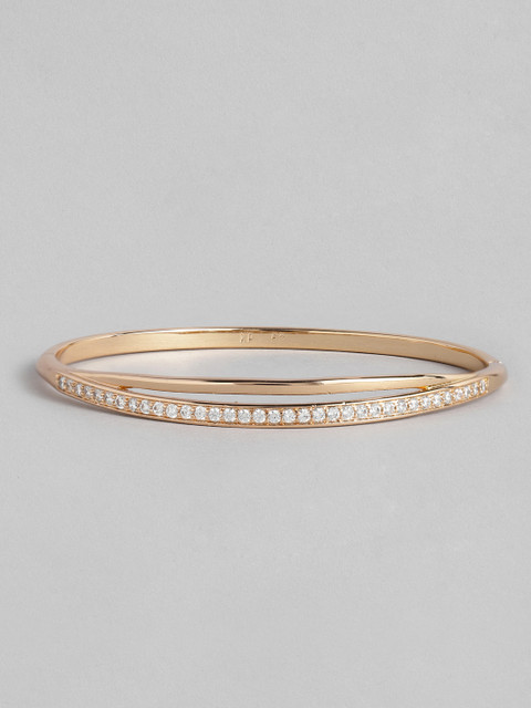 

Peora Women Gold-Toned & Transparent American Diamond Gold-Plated Kada Bracelet
