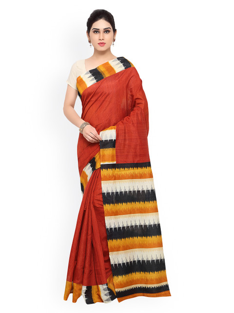 

Saree mall Rust Orange Art Silk Printed Saree