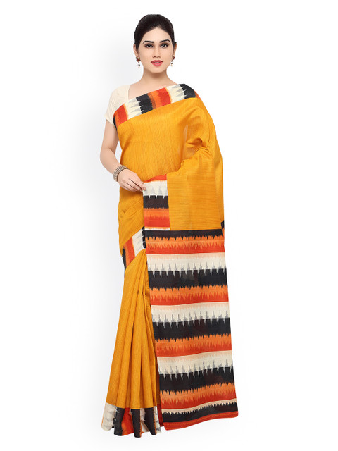 

Saree mall Mustard Yellow Art Silk Printed Saree