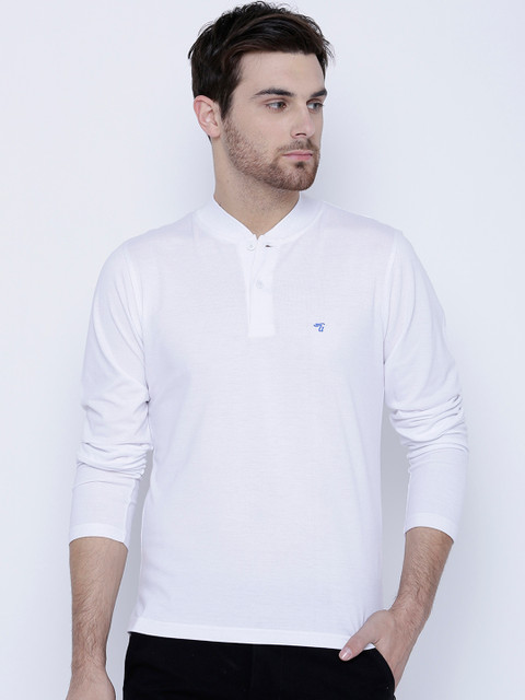 

The Indian Garage Co Men White Solid Mandarin collar T-Shirt