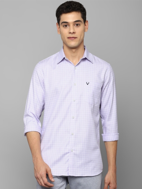 

Allen Solly Men Purple Slim Fit Grid Tattersall Checks Checked Casual Shirt