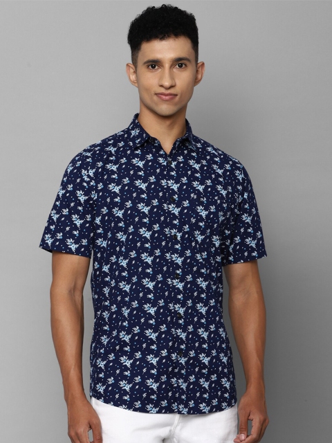 

Allen Solly Men Navy Blue Slim Fit Floral Printed Cotton Casual Shirt