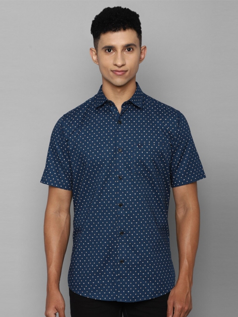 

Allen Solly Men Navy Blue Slim Fit Printed 100% Cotton Casual Shirt