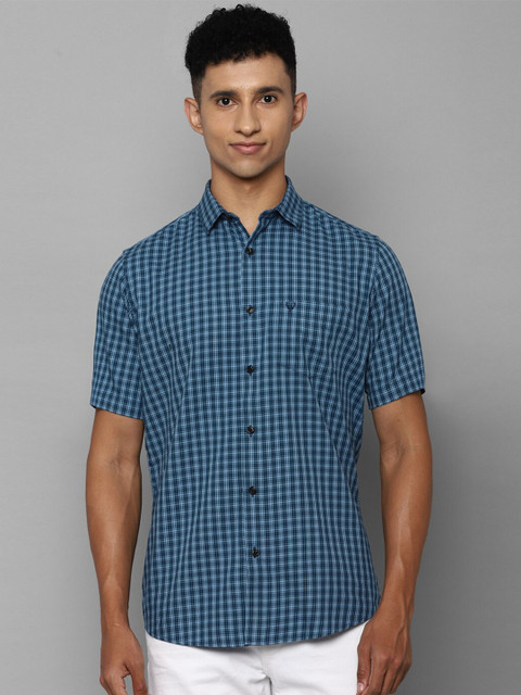 

Allen Solly Men Blue Slim Fit Checked Cotton Casual Shirt