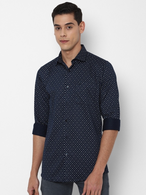 

Allen Solly Men Navy Blue Slim Fit Printed Cotton Casual Shirt