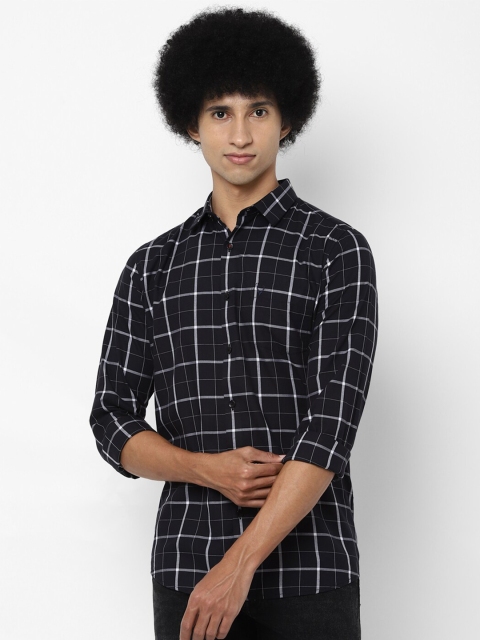 

Allen Solly Men Black Slim Fit Grid Tattersall Checked Cotton Casual Shirt