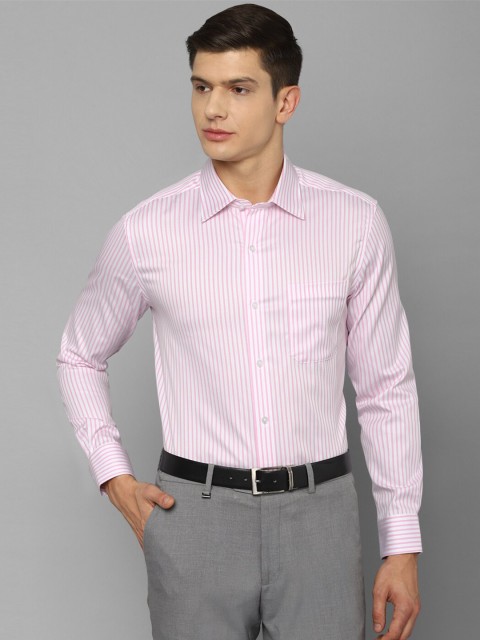 

Louis Philippe Men Pink & White Striped Cotton Formal Shirt