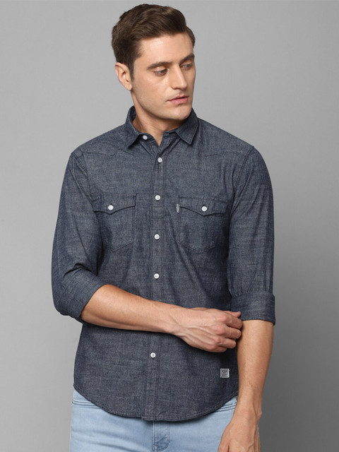 

Louis Philippe Jeans Men Navy Blue Slim Fit Cotton Casual Shirt
