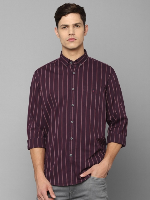 

Louis Philippe Sport Men Purple Slim Fit Striped Pure Cotton Casual Shirt