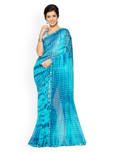 

Mirchi Fashion Blue Georgette Tie & Dye Printed Saree