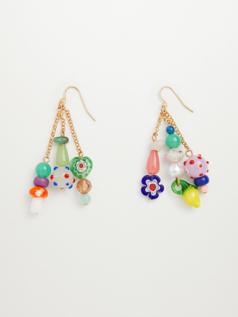 

MANGO Multicoloured Beaded Contemporary Drop Earrings, Multi