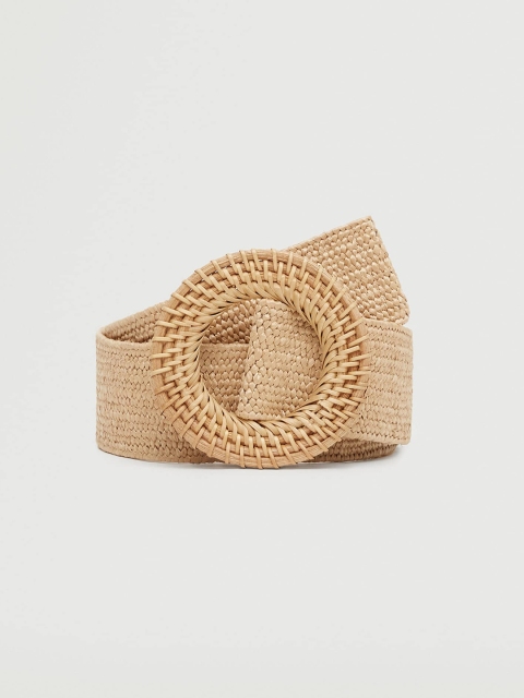 

MANGO Women Beige Woven Braided Belt