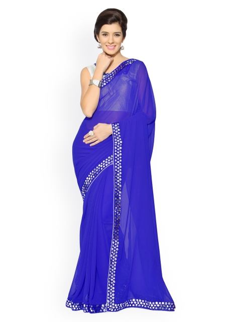 

MIRCHI FASHION Blue Faux Georgette Saree